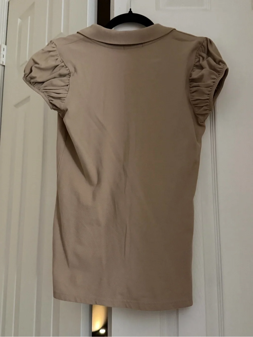 Burberry Cream Polo Top with Puff Sleeves
